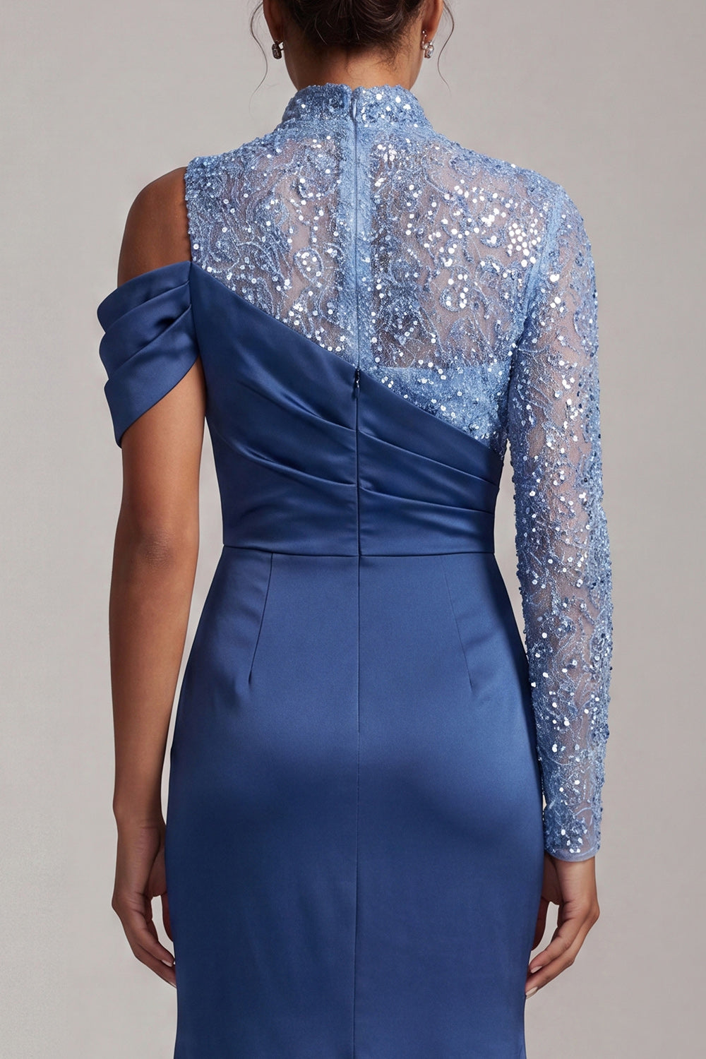 Sparkly Champagne Beaded Mermaid Long Mother of the Bride Dress with Slit