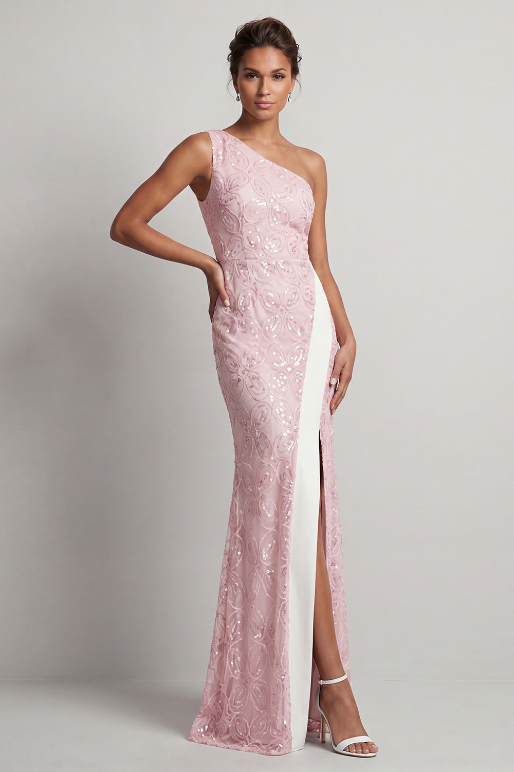 Sparkly Light Blue Mermaid Long Sequin Mother of the Bride Dress with Slit