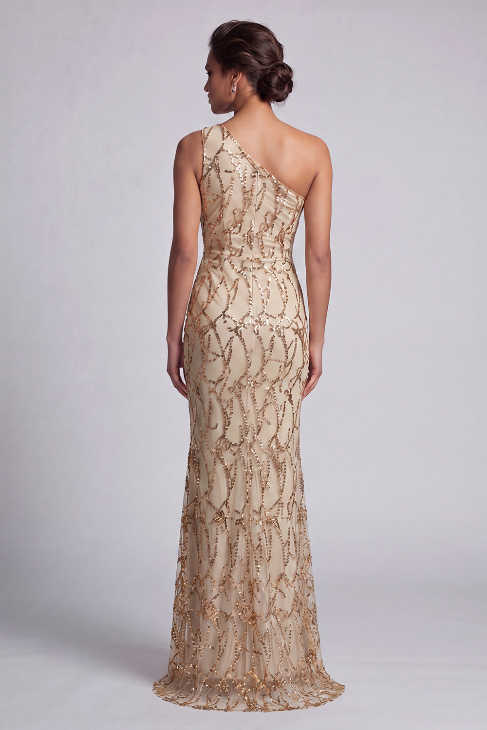 Sparkly Champagne Sequin Long Mermaid Mother of the Bride Dress with Keyhole