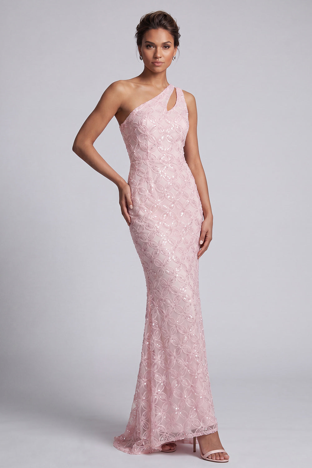 Sparkly Champagne Sequin Long Mermaid Mother of the Bride Dress with Keyhole