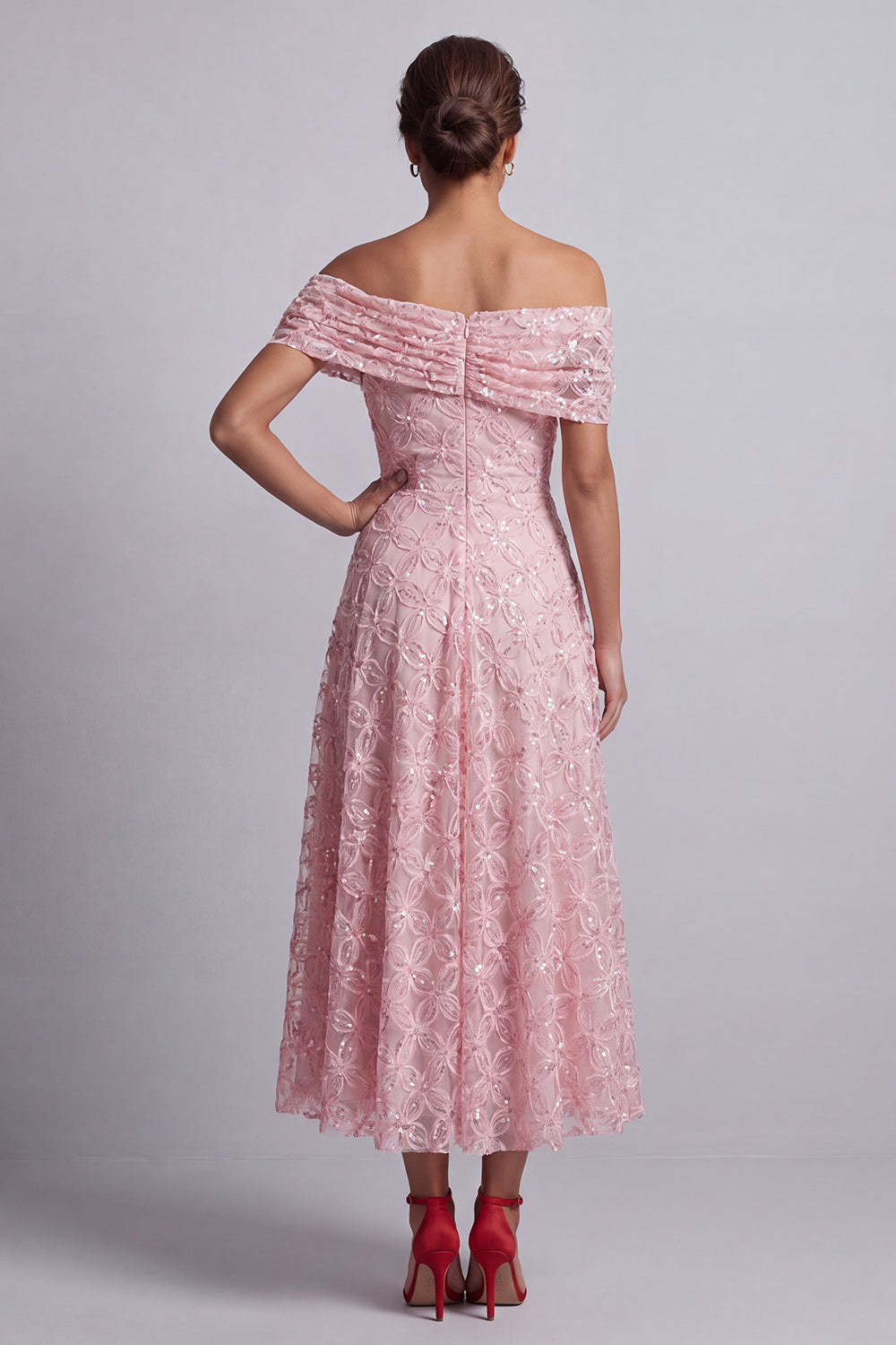 Sparkly Floral Champagne A-Line Beaded Long Mother of the Bride Dress