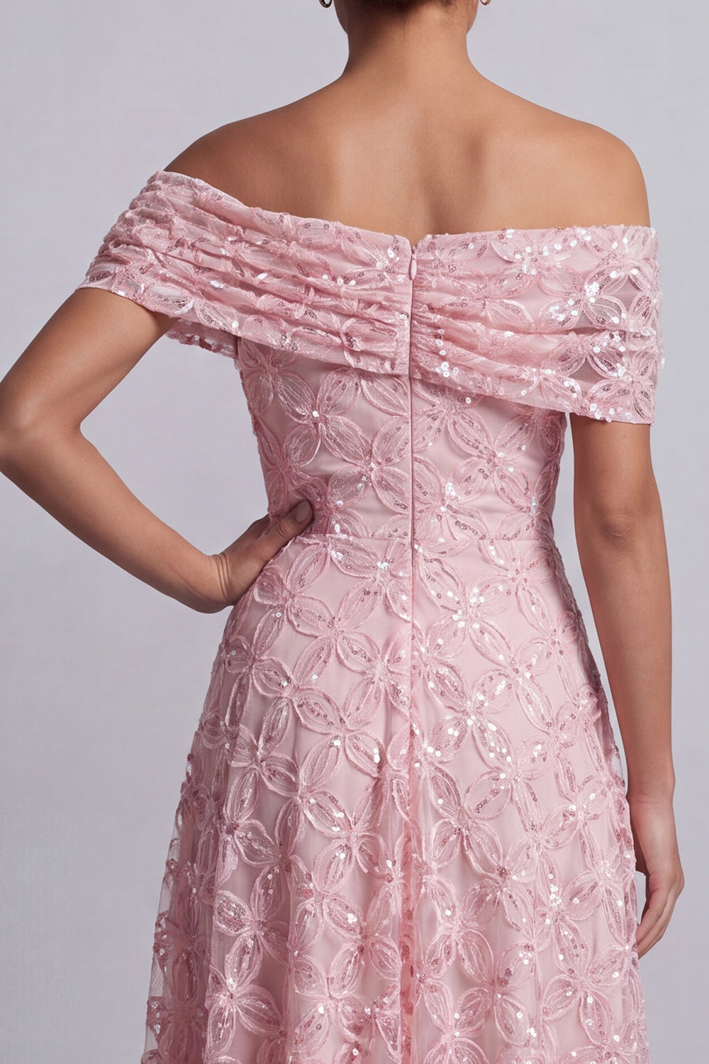Sparkly Floral Champagne A-Line Beaded Long Mother of the Bride Dress