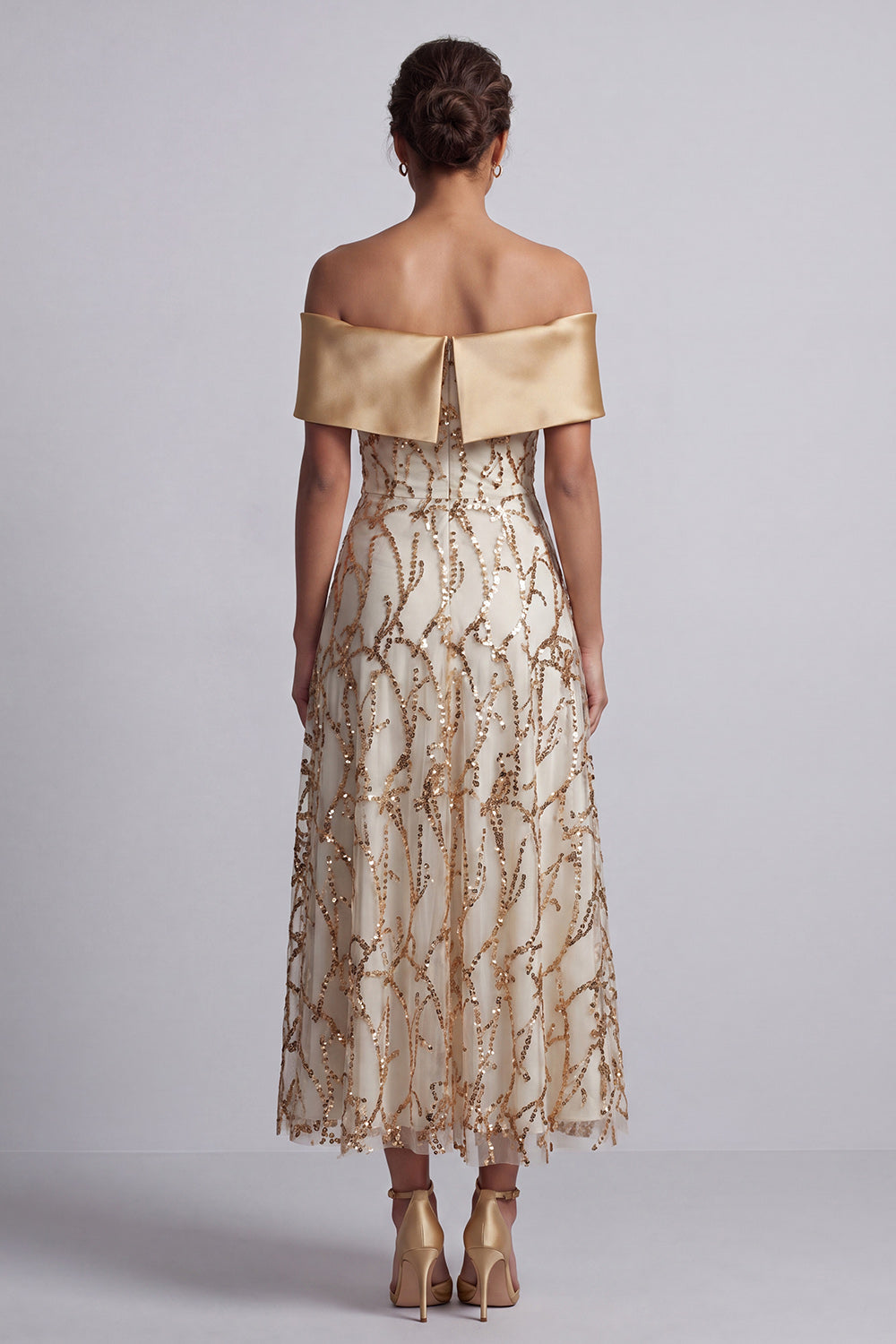 Sparkly Pink A-Line Sequin Long Mother of the Bride Dress