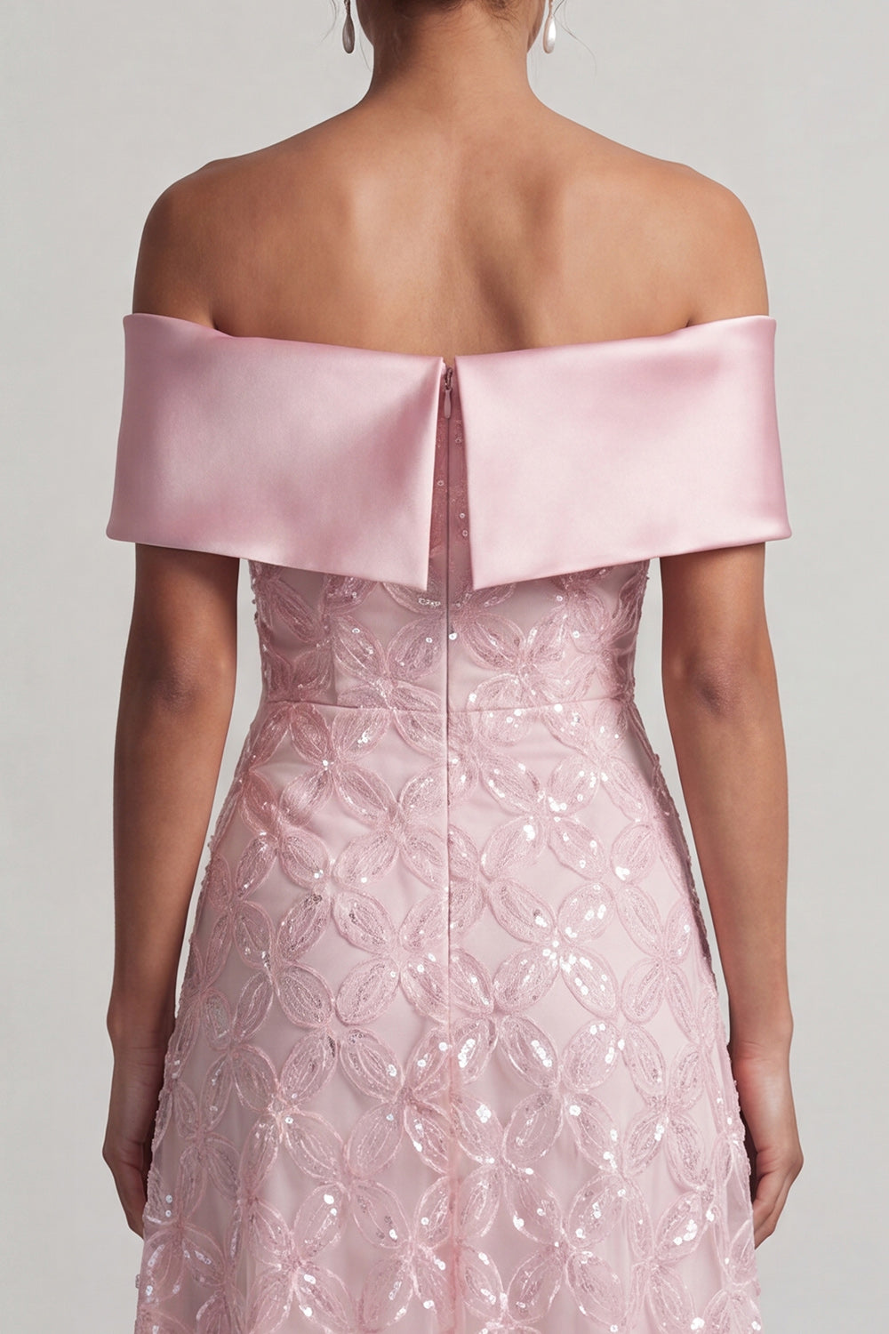 Sparkly Pink A-Line Sequin Long Mother of the Bride Dress