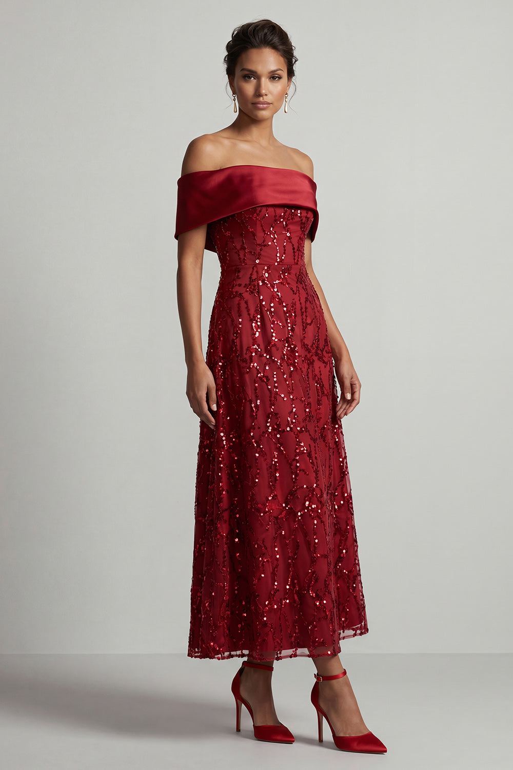 Sparkly Pink A-Line Sequin Long Mother of the Bride Dress
