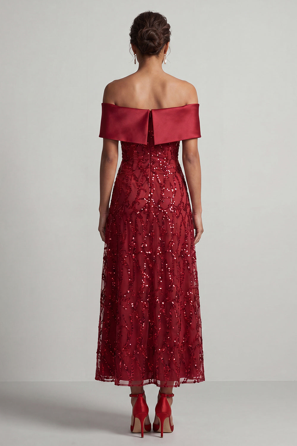 Sparkly Pink A-Line Sequin Long Mother of the Bride Dress