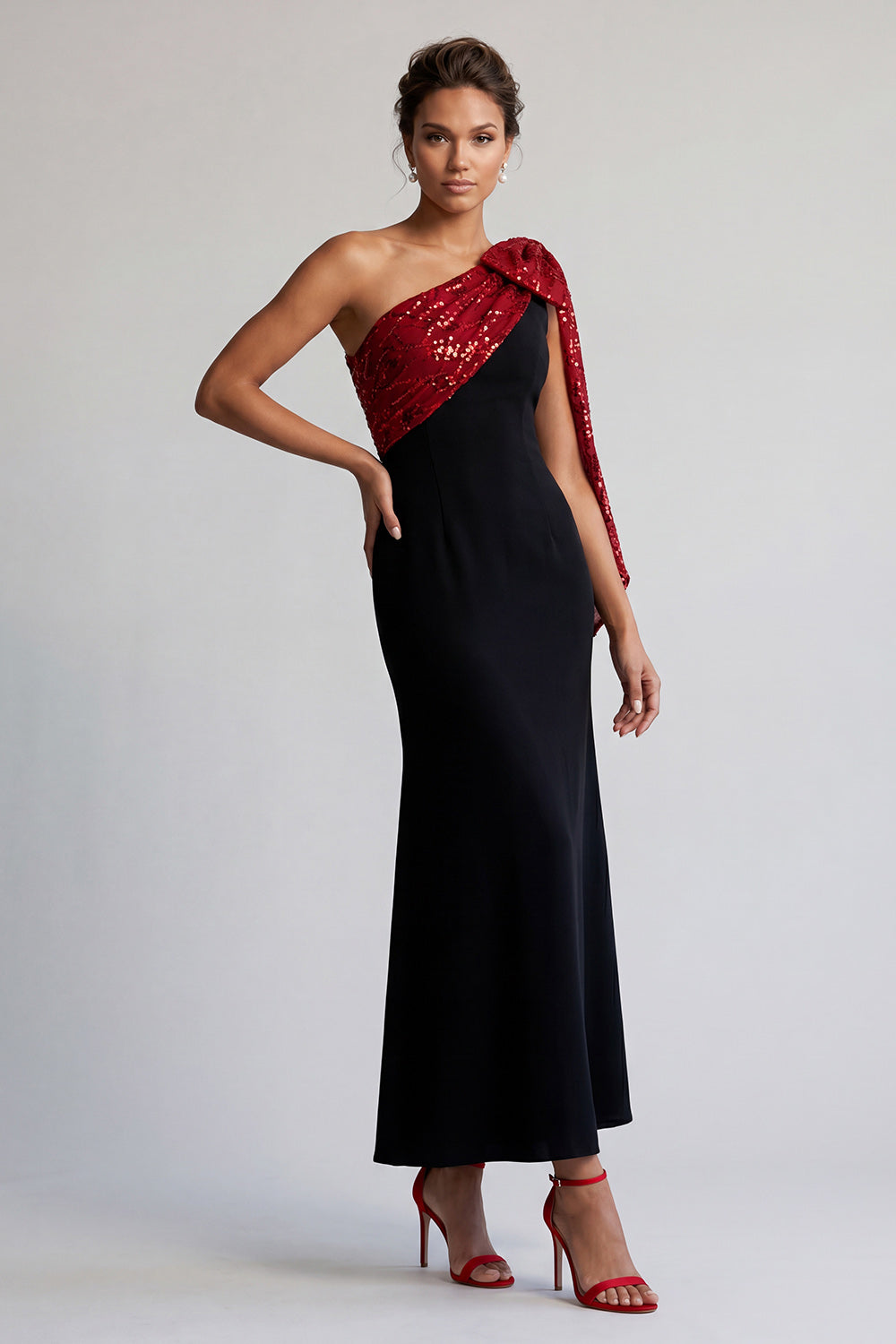 Sparkly Black and Pink Mermaid Sequin Long Mother of the Bride Dress