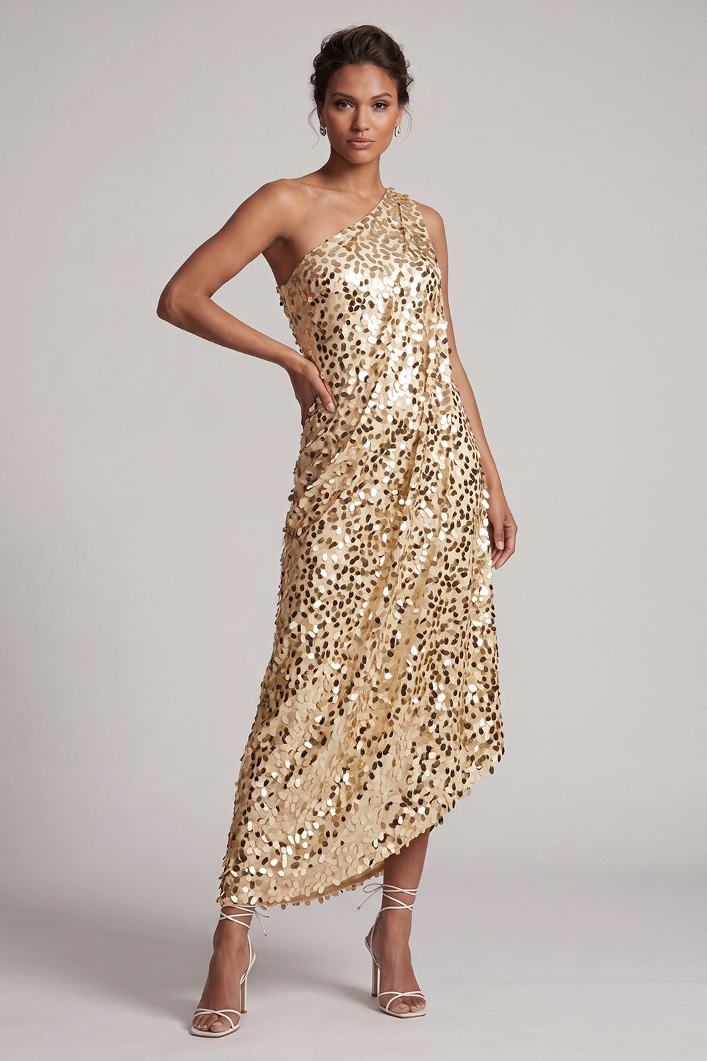 Sparkly Silver A-Line Long Sequin Mother of the Bride Dress