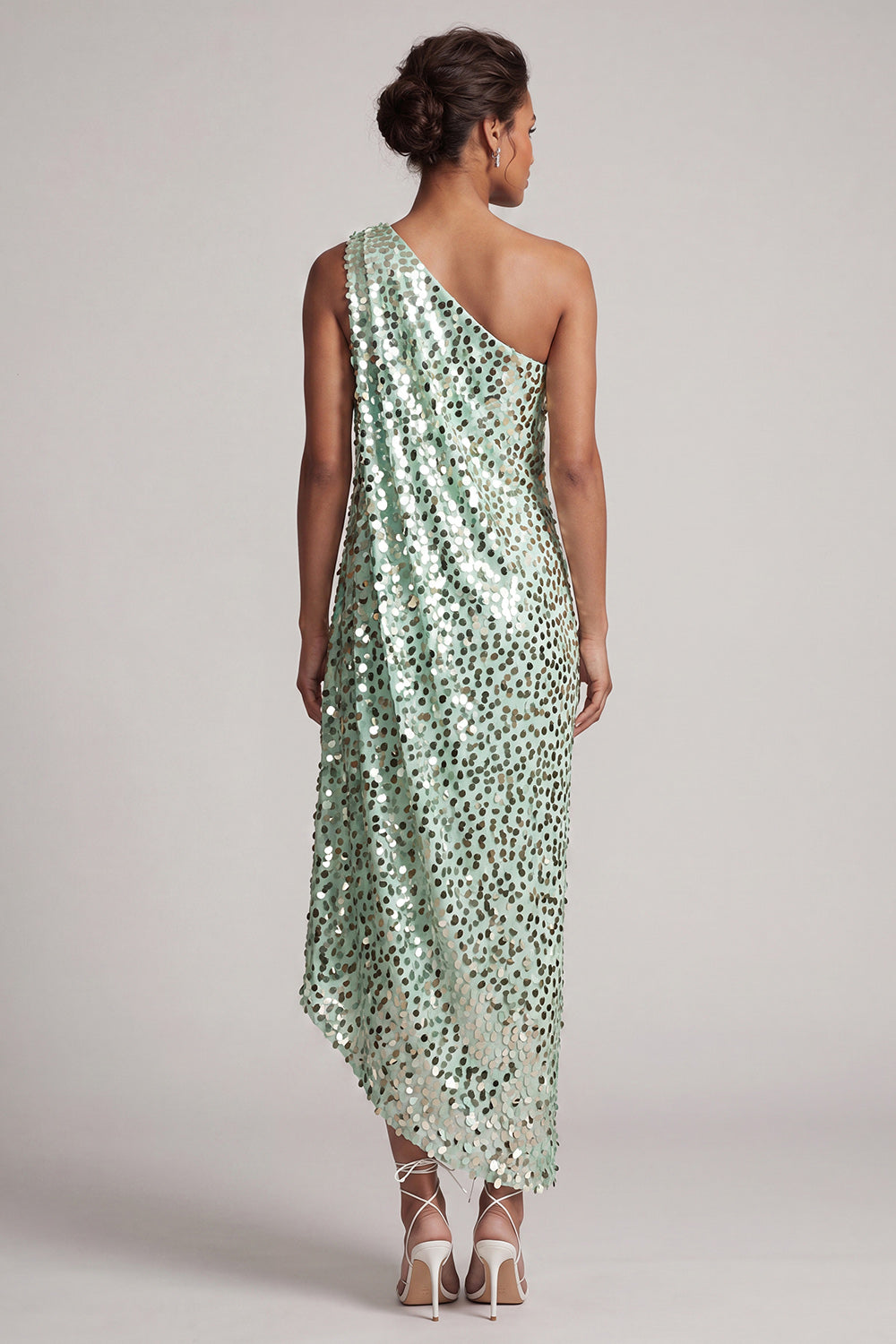 Sparkly Silver A-Line Long Sequin Mother of the Bride Dress
