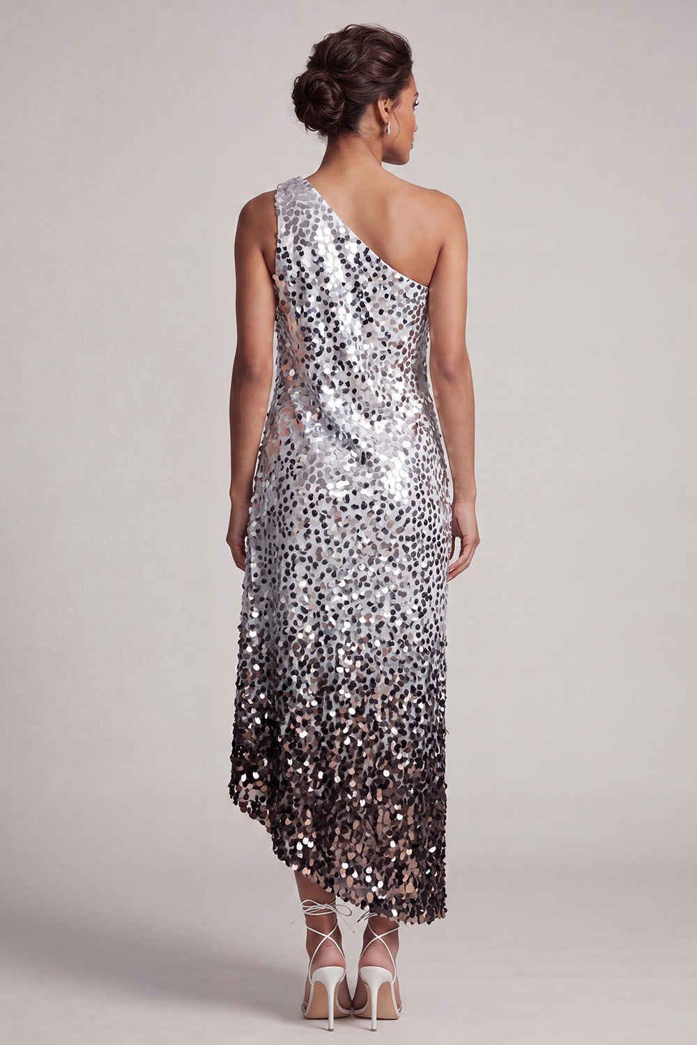 Sparkly Silver A-Line Long Sequin Mother of the Bride Dress