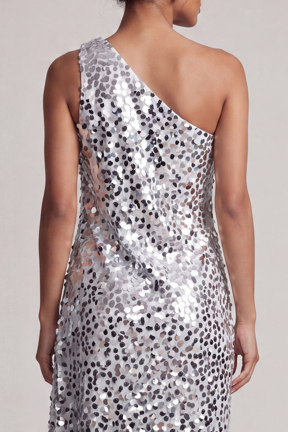 Sparkly Silver A-Line Long Sequin Mother of the Bride Dress