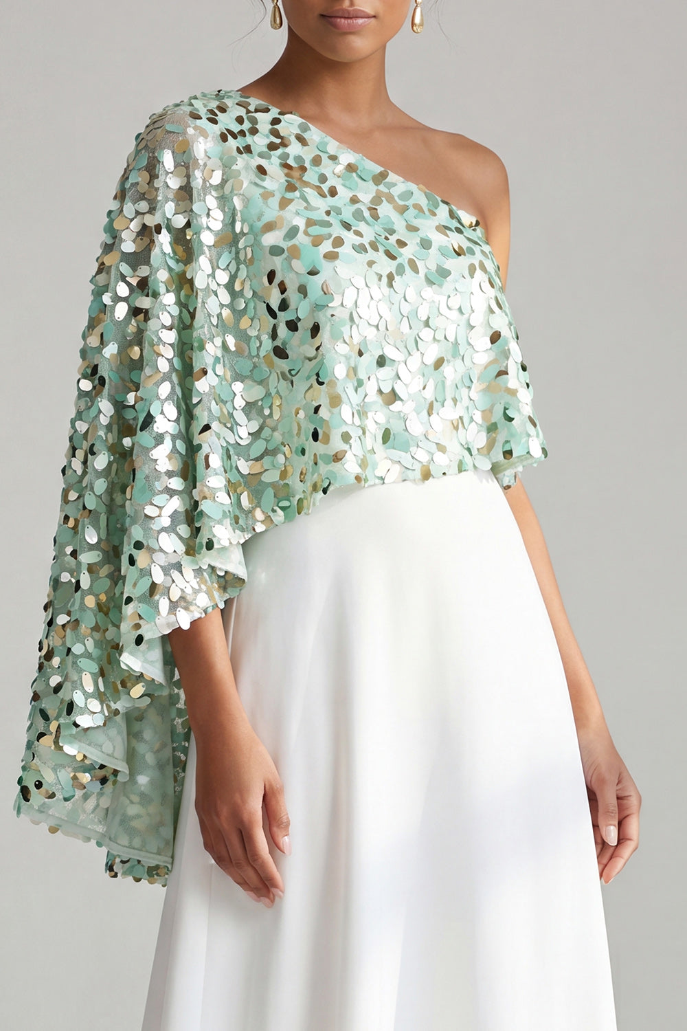 Sparkly Champagne A-Line Sequin Long Mother of the Bride Dress