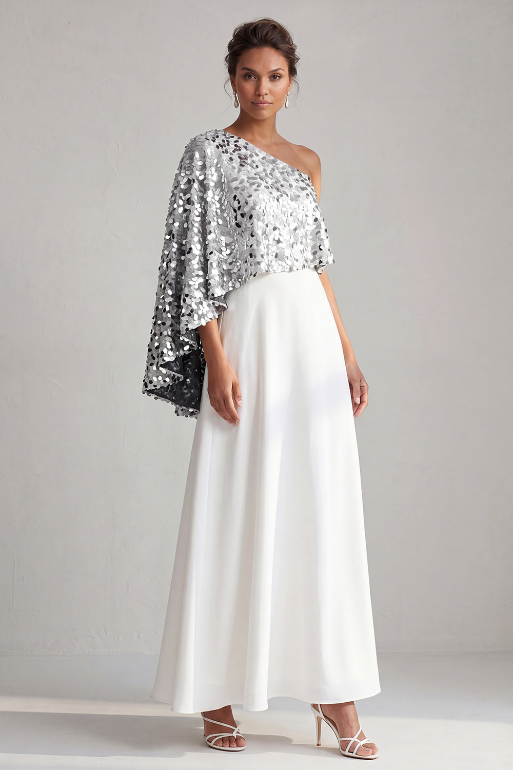Sparkly Champagne A-Line Sequin Long Mother of the Bride Dress