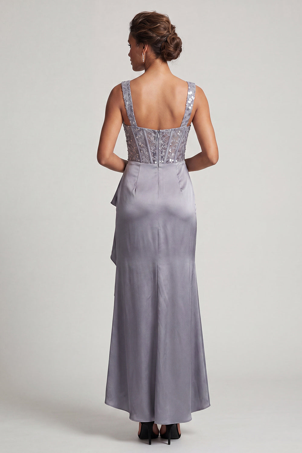 Sparkly White Ruffled Mermaid Long Corset Mother of the Bride Dress