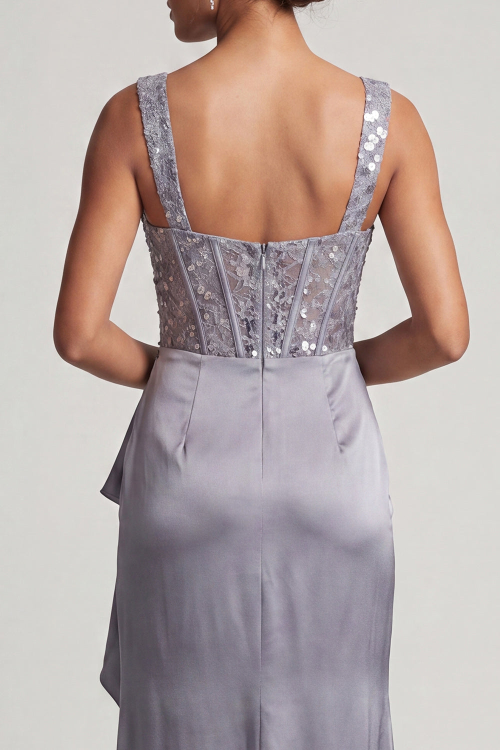 Sparkly White Ruffled Mermaid Long Corset Mother of the Bride Dress