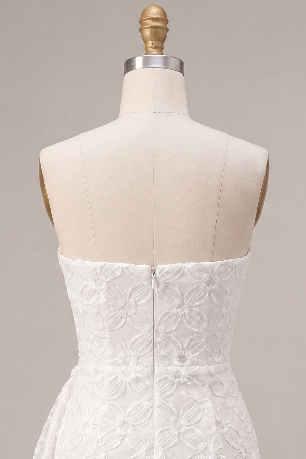 White Floral Ruched Tight Short Bridal Shower Dress with Side Cape