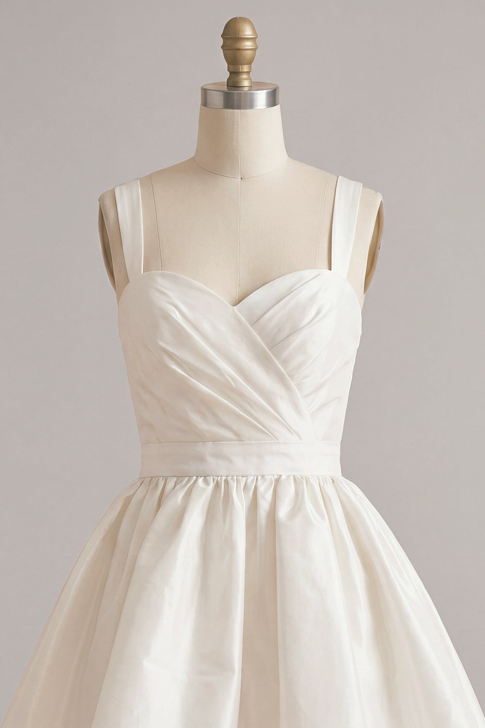 White A-Line Ruched Thick Straps Short Bridal Shower Dress
