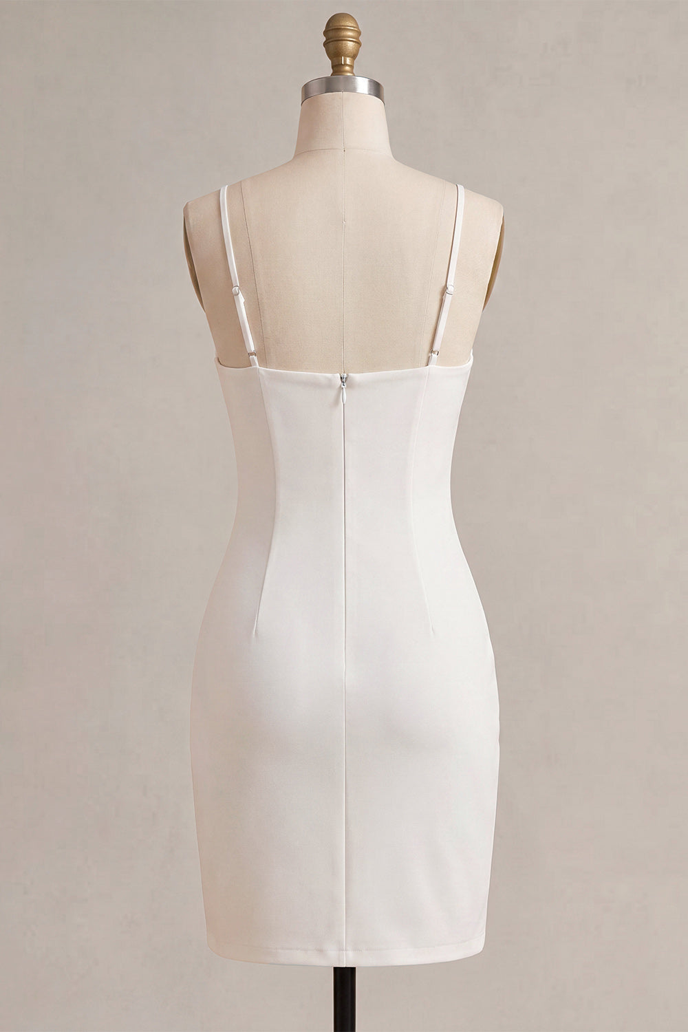 White Ruched Spaghetti Straps Tight Corset Short Bachelorette Dress