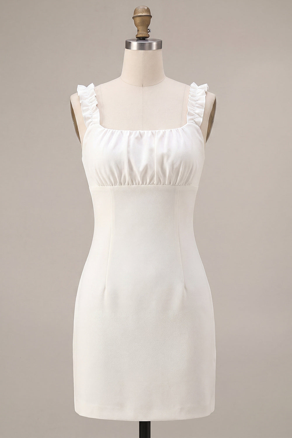 White Square Neck Tight Short Bridal Shower Dress