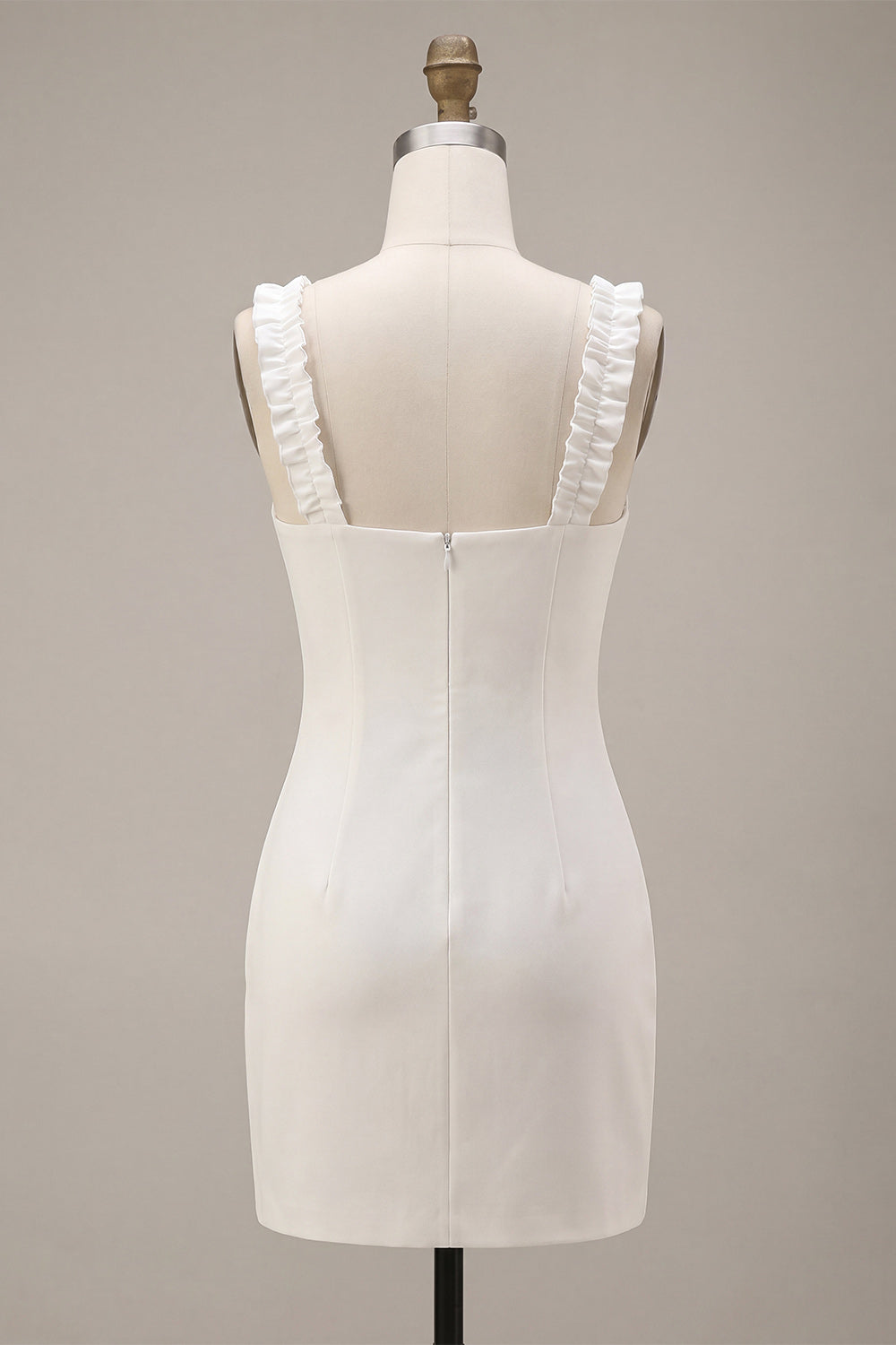 White Square Neck Tight Short Bridal Shower Dress