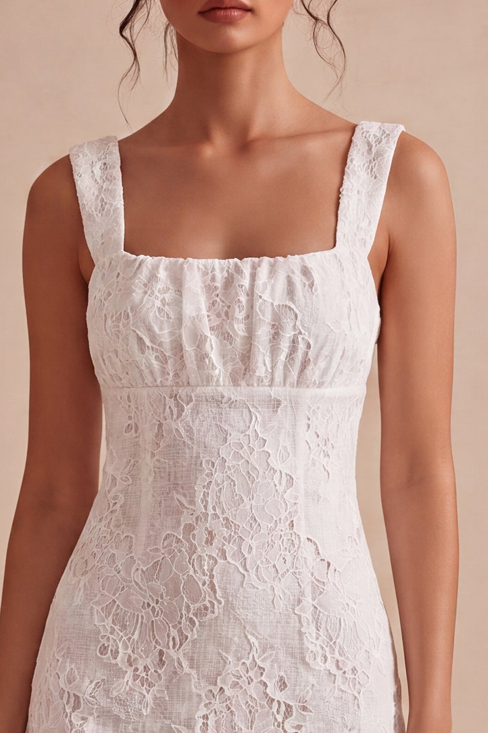 White Square Neck Tight Short Bridal Shower Dress