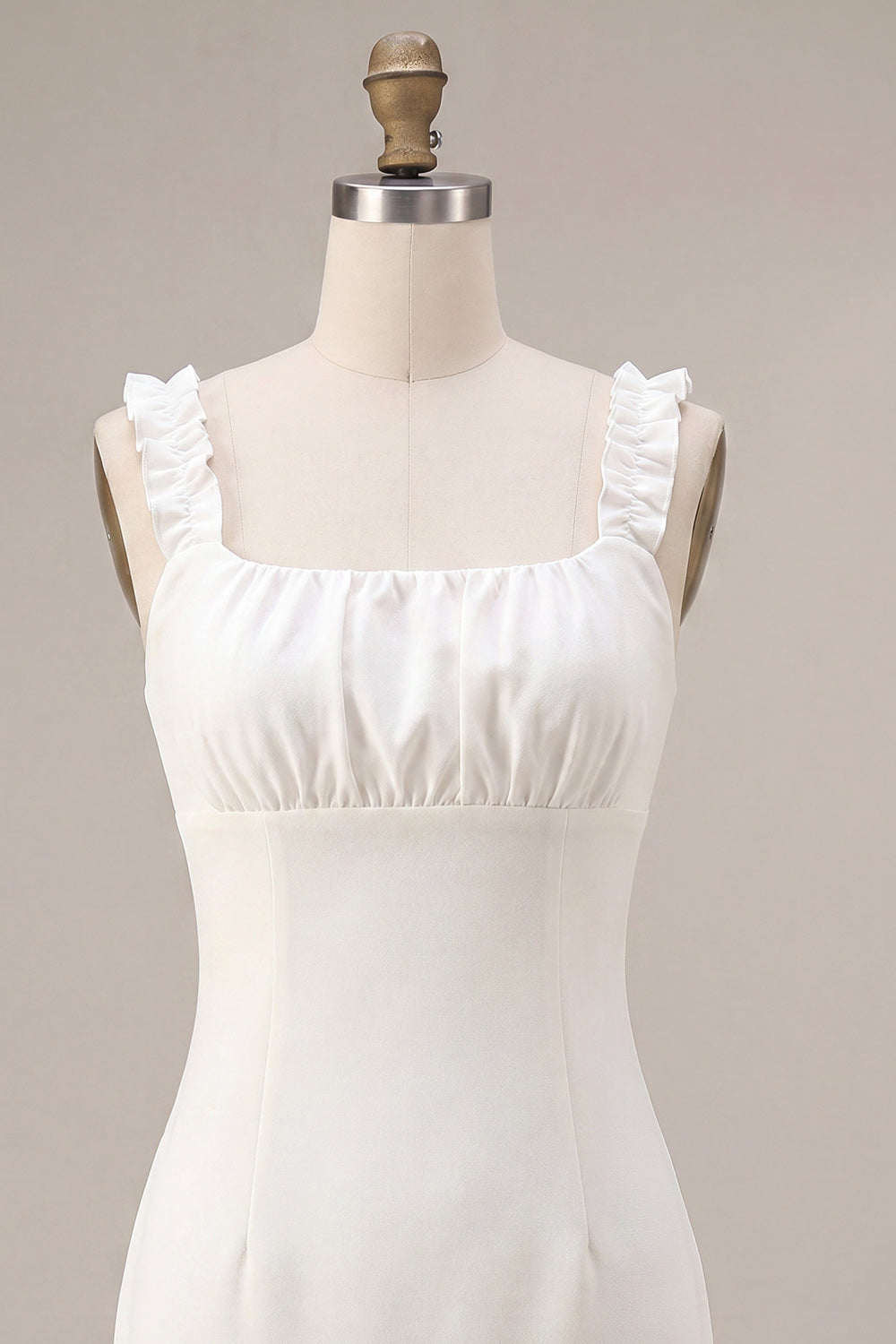White Square Neck Tight Short Bridal Shower Dress
