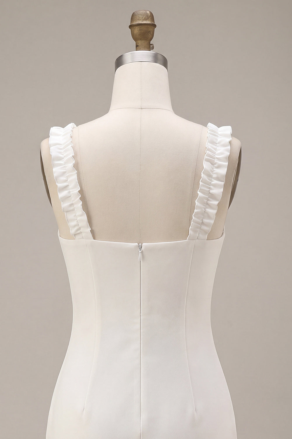 White Square Neck Tight Short Bridal Shower Dress