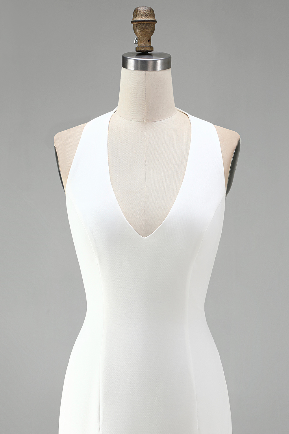 White Halter Neck Tight Short Bridal Shower Dress with 3D Flowers