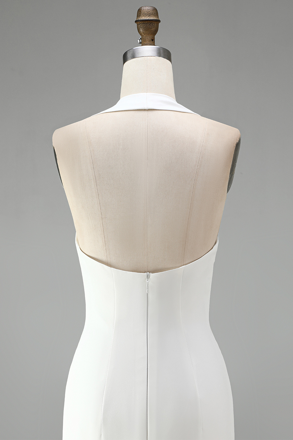 White Halter Neck Tight Short Bridal Shower Dress with 3D Flowers