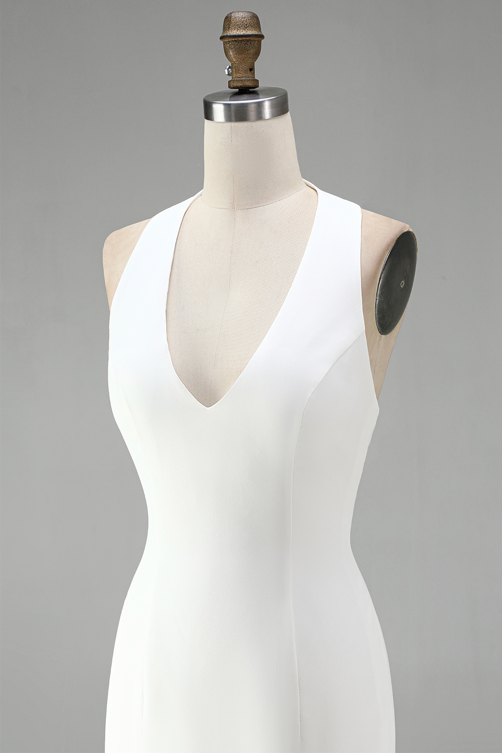 White Halter Neck Tight Short Bridal Shower Dress with 3D Flowers