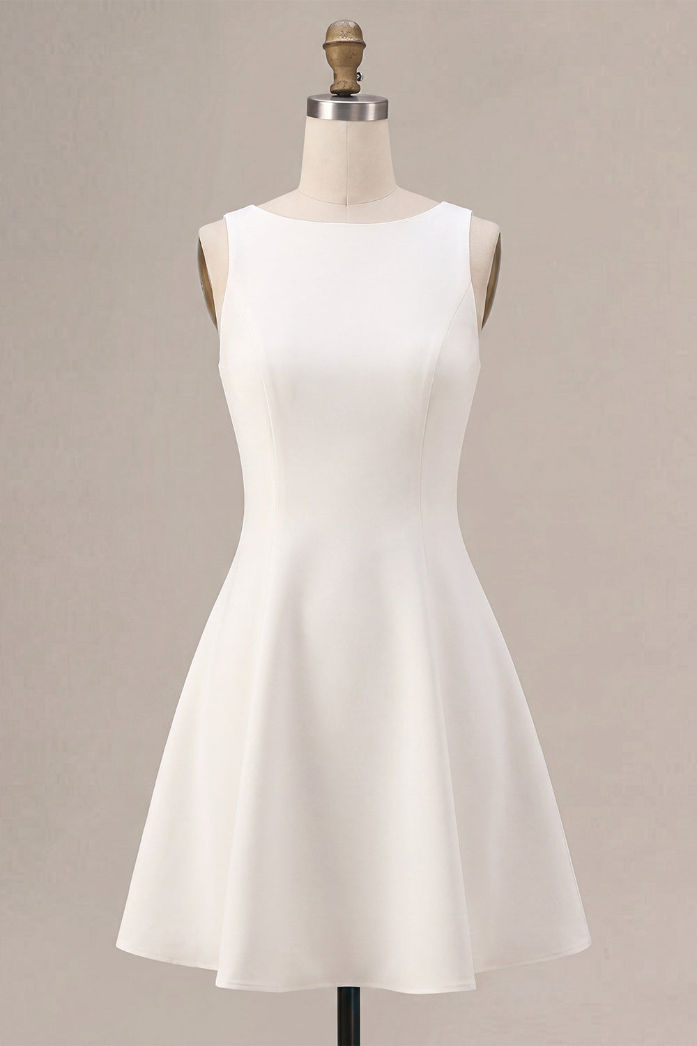 White A-Line Bateau Neck Short Bridal Shower Dress