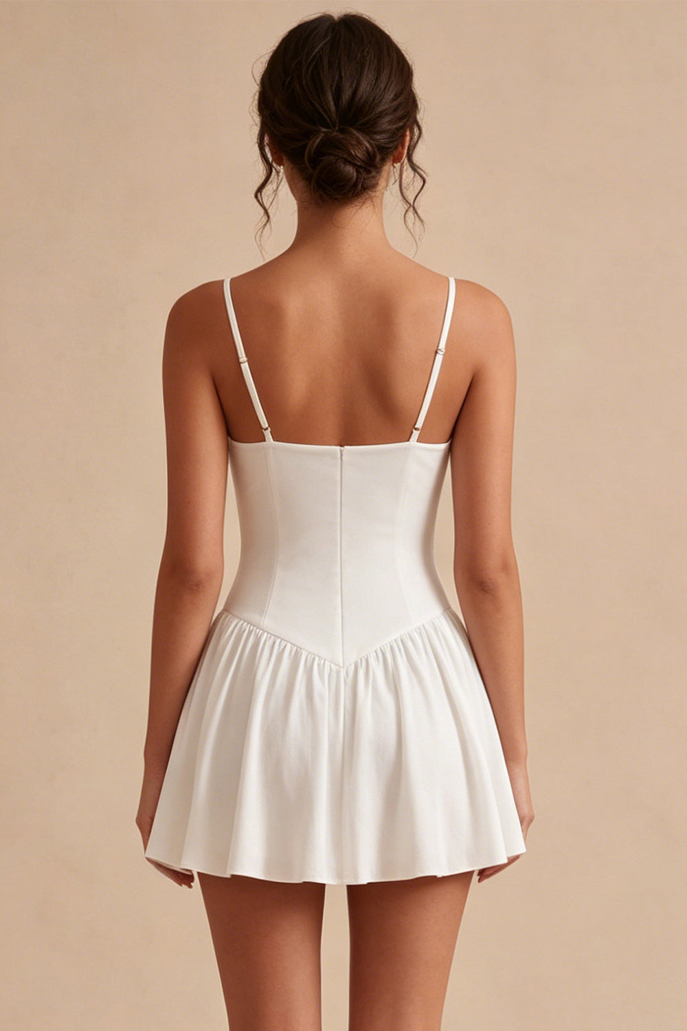 White A-Line Spaghetti Straps Short Bridal Shower Dress