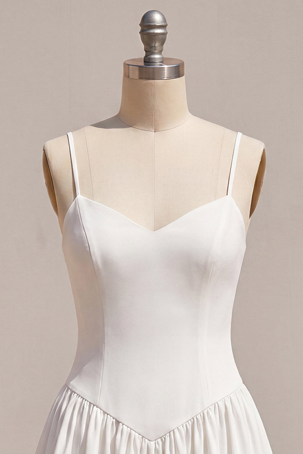 White A-Line Spaghetti Straps Short Bridal Shower Dress
