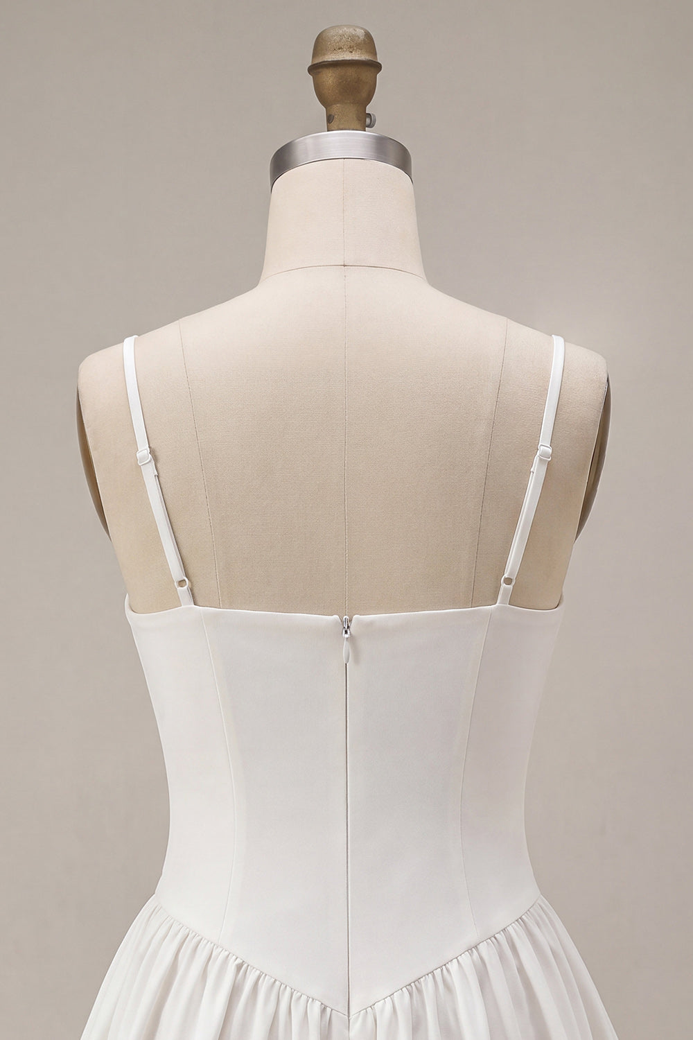 White A-Line Spaghetti Straps Short Bridal Shower Dress
