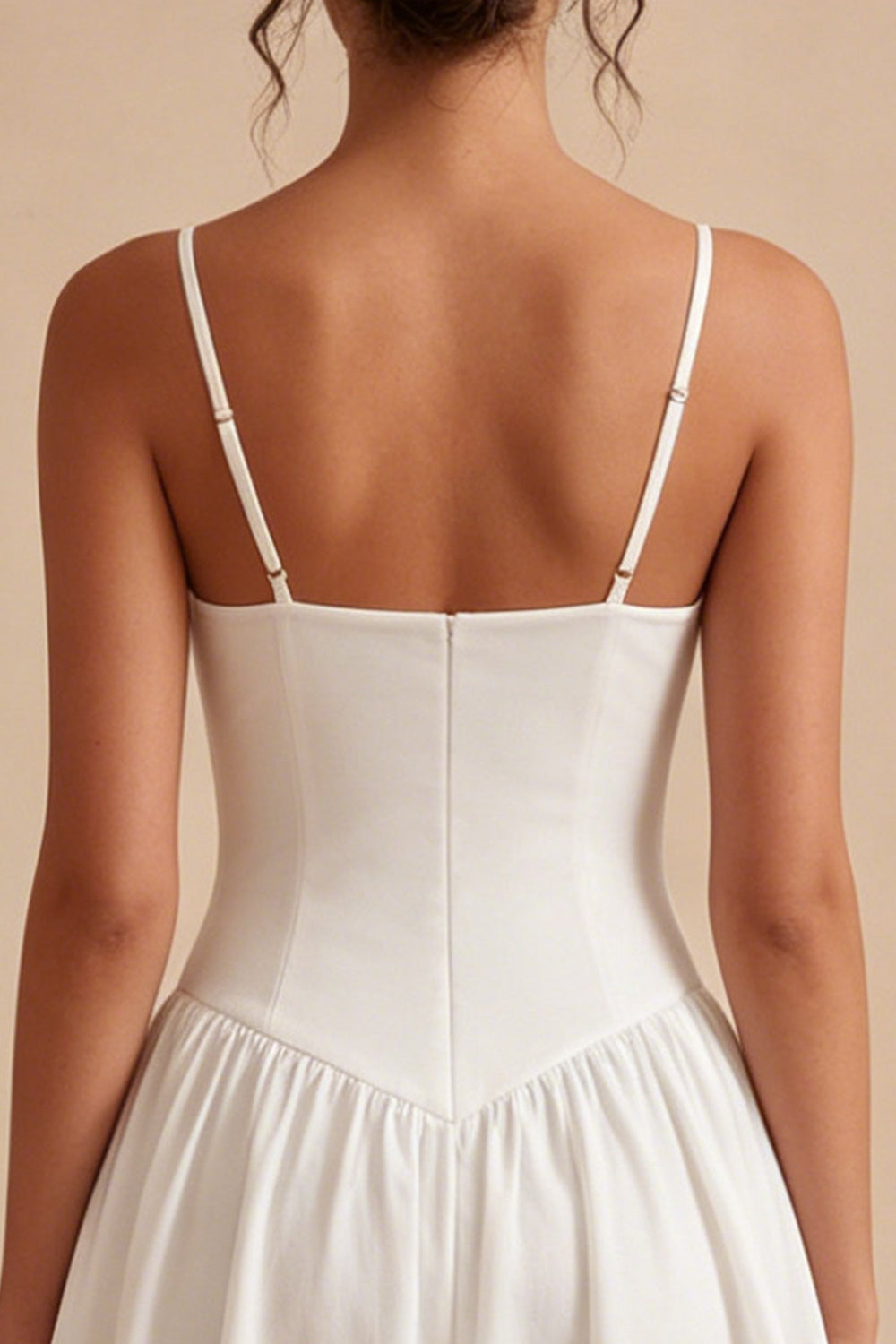 White A-Line Spaghetti Straps Short Bridal Shower Dress