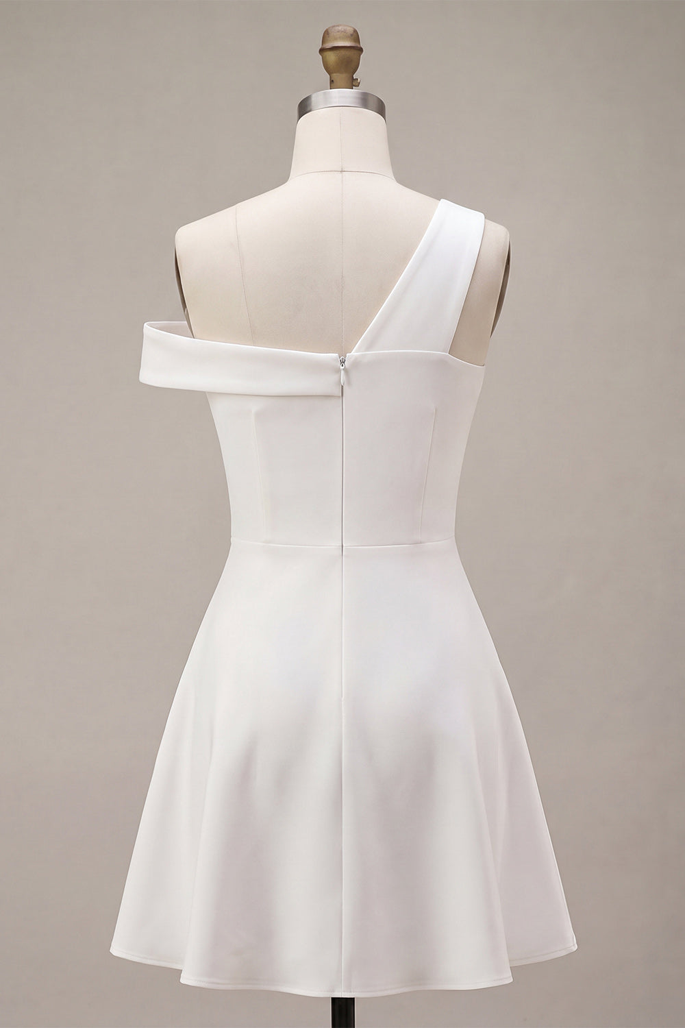 White A-Line One Shoulder Short Bridal Shower Dress