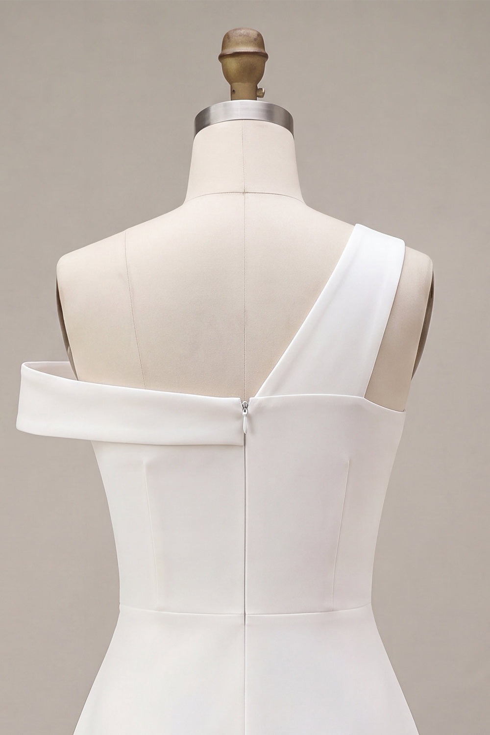 White A-Line One Shoulder Short Bridal Shower Dress