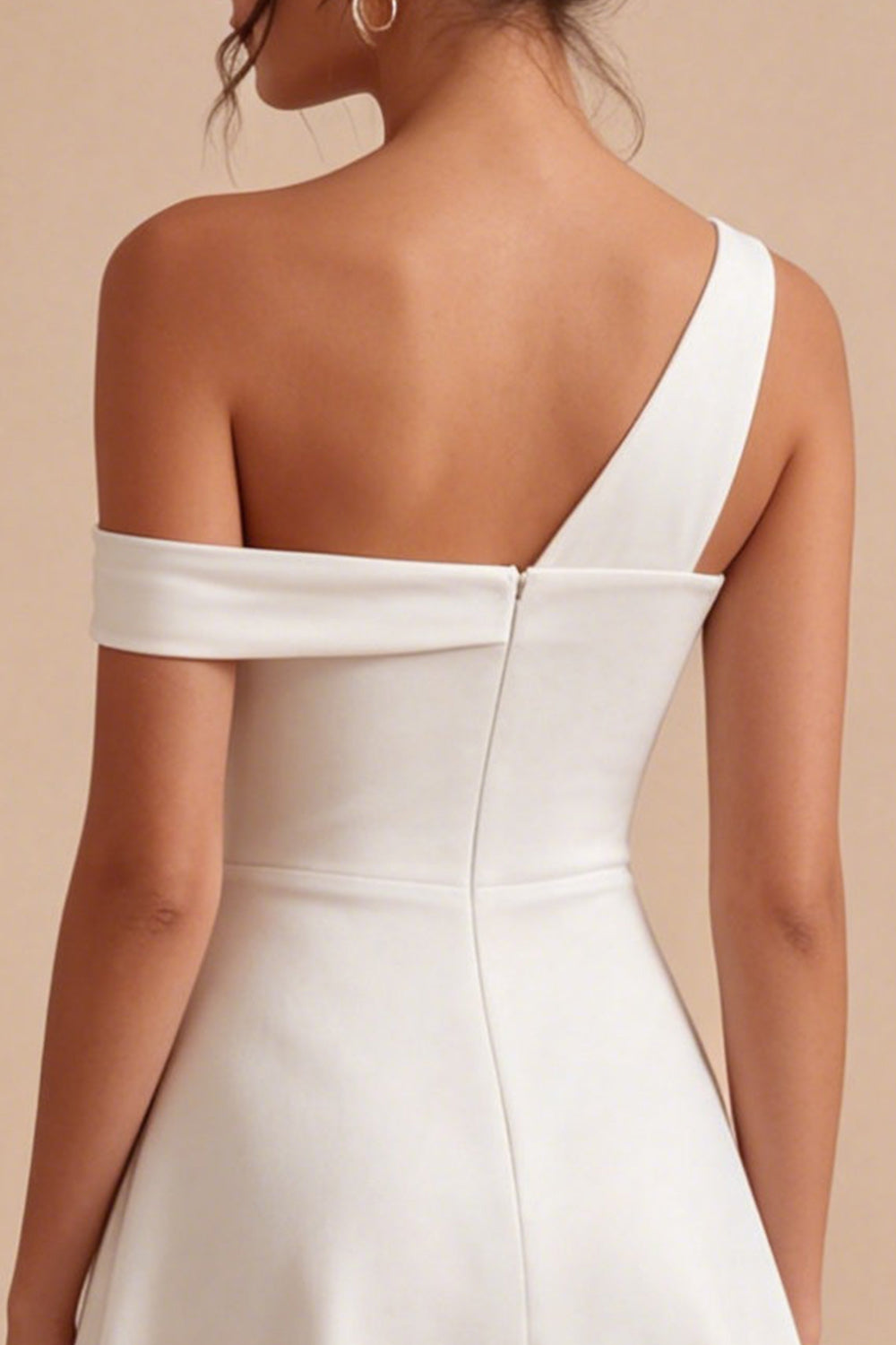 White A-Line One Shoulder Short Bridal Shower Dress