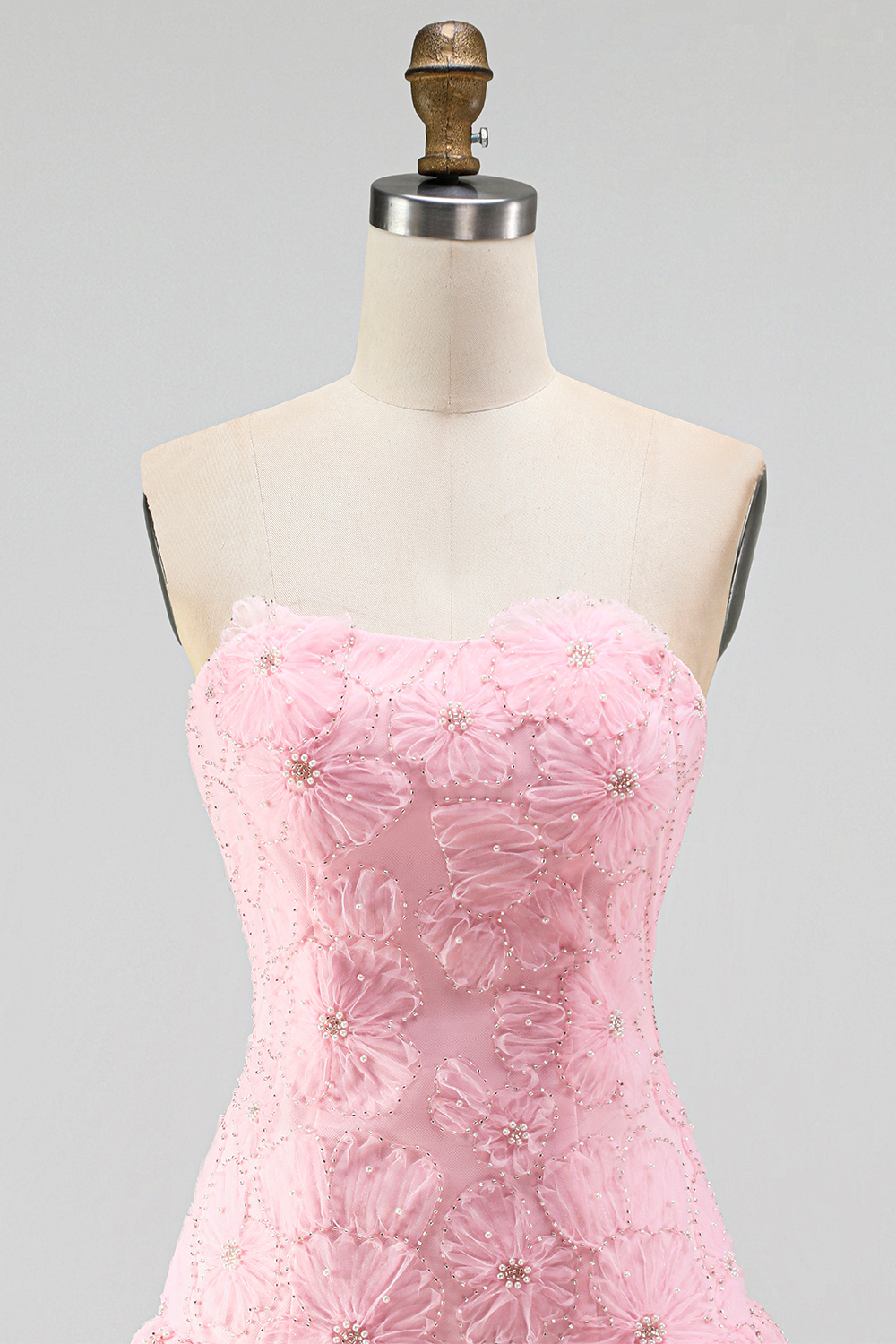 Floral Pink Beaded Short A-Line Homecoming Dress