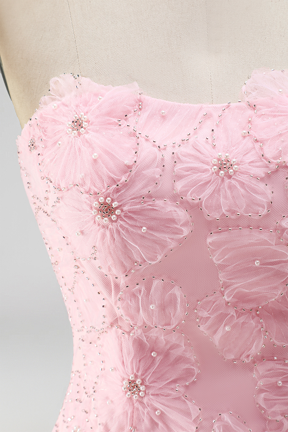 Floral Pink Beaded Short A-Line Homecoming Dress
