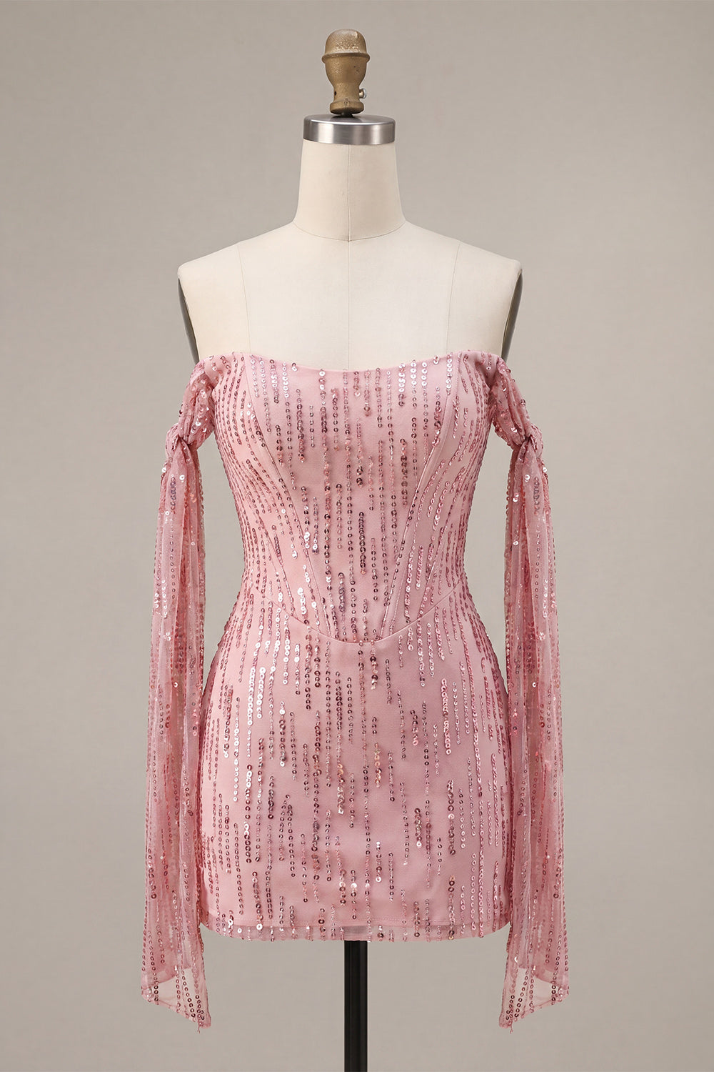 Sparkly Pink Sequin Short Tight Homecoming Dress