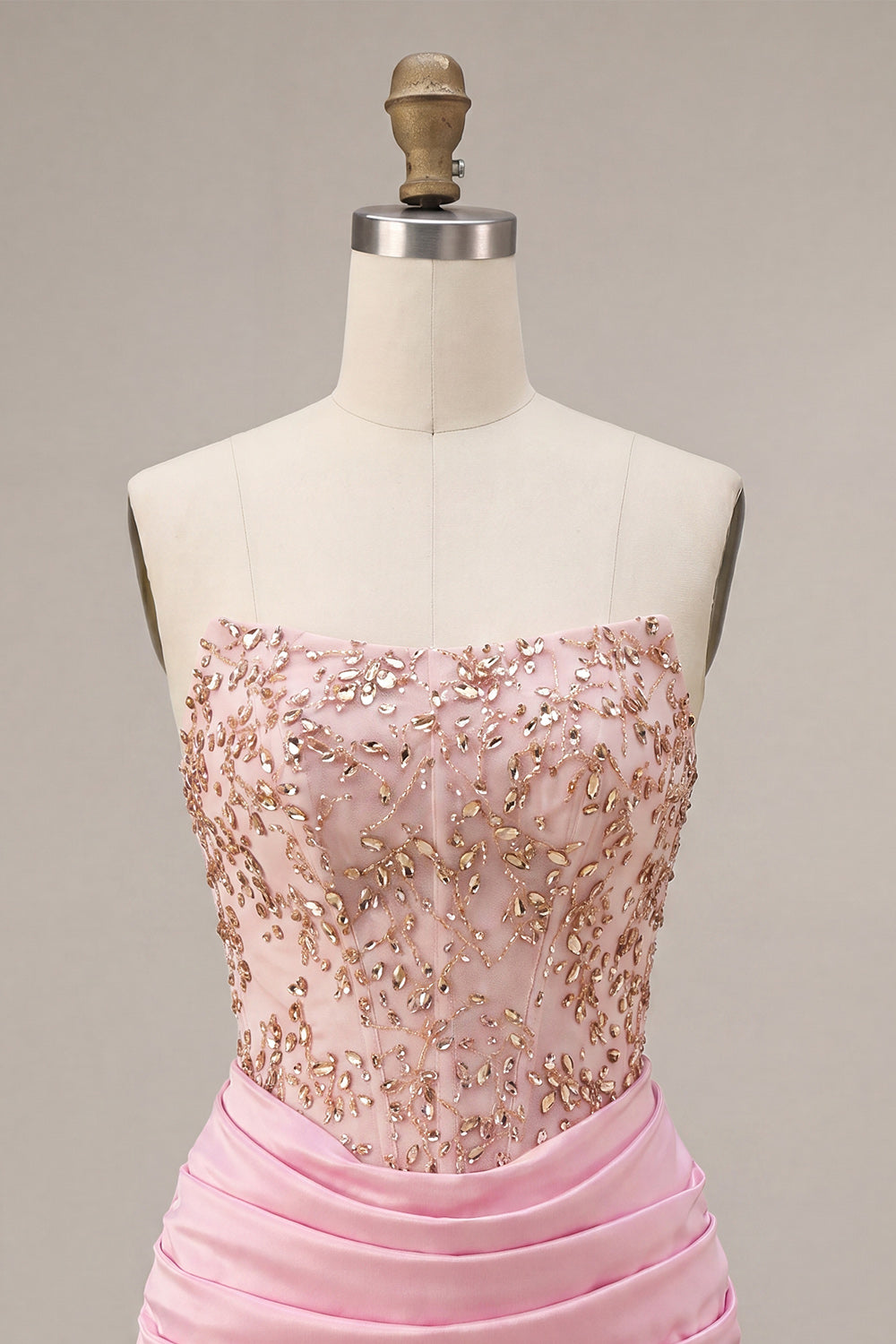 Sparkly Pink Corset Ruched Short Homecoming Dress with Rhinestones