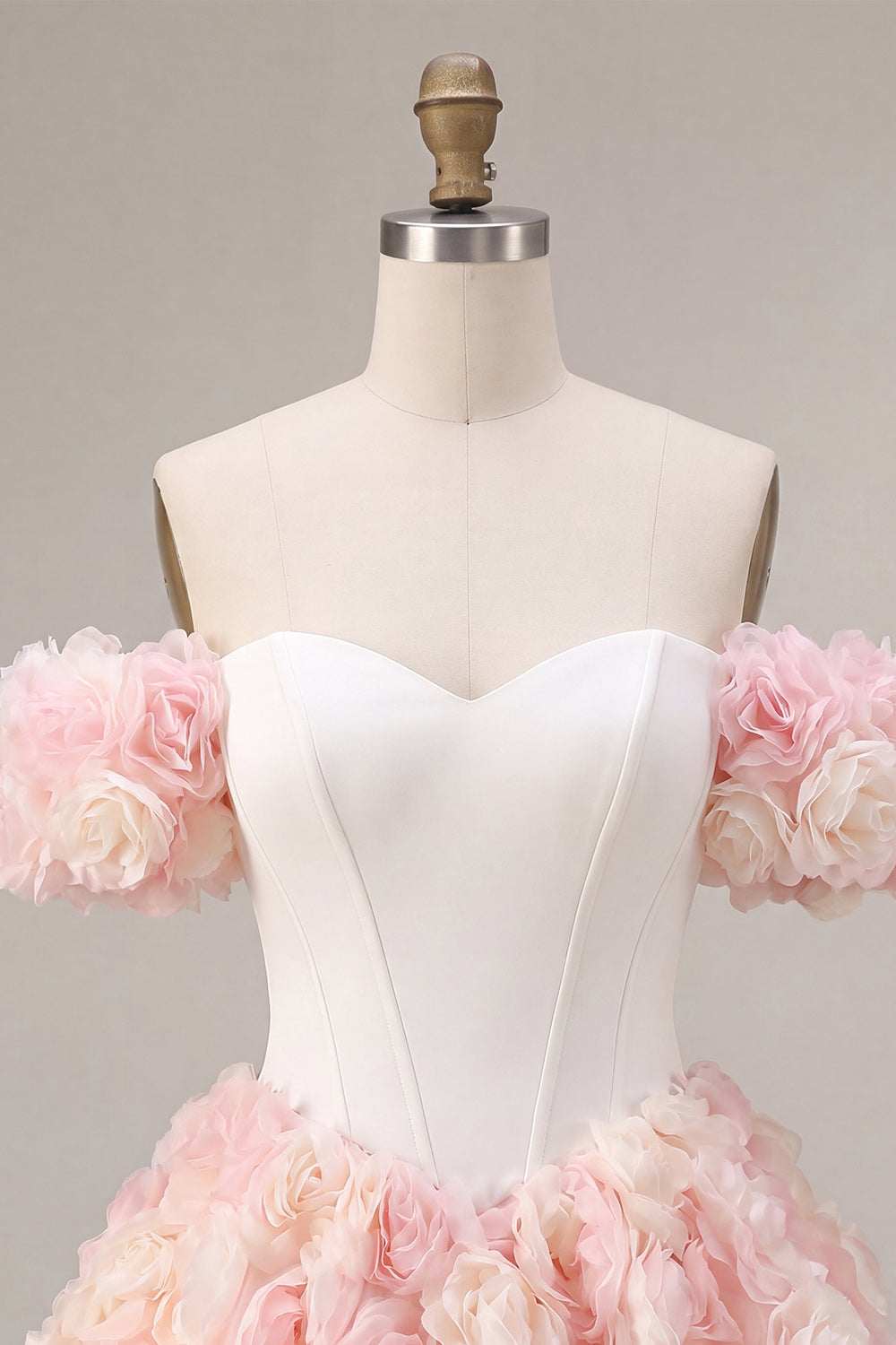 White and Pink A-Line Corset Short Homecoming Dress with 3D Flowers