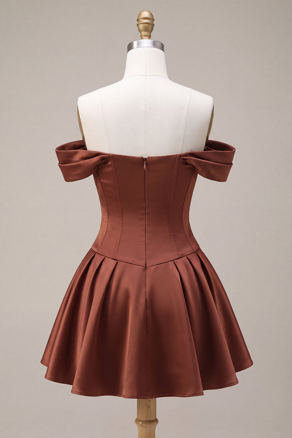 Desert Rose A-Line Satin Short Homecoming Dress with Bow