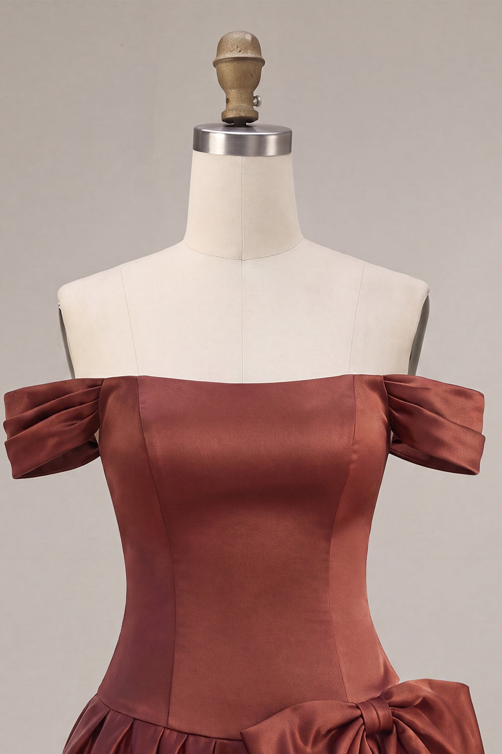 Desert Rose A-Line Satin Short Homecoming Dress with Bow
