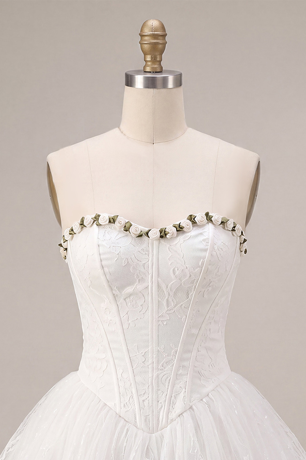 White Corset A-Line Lace Short Homecoming Dress with 3D Flowers
