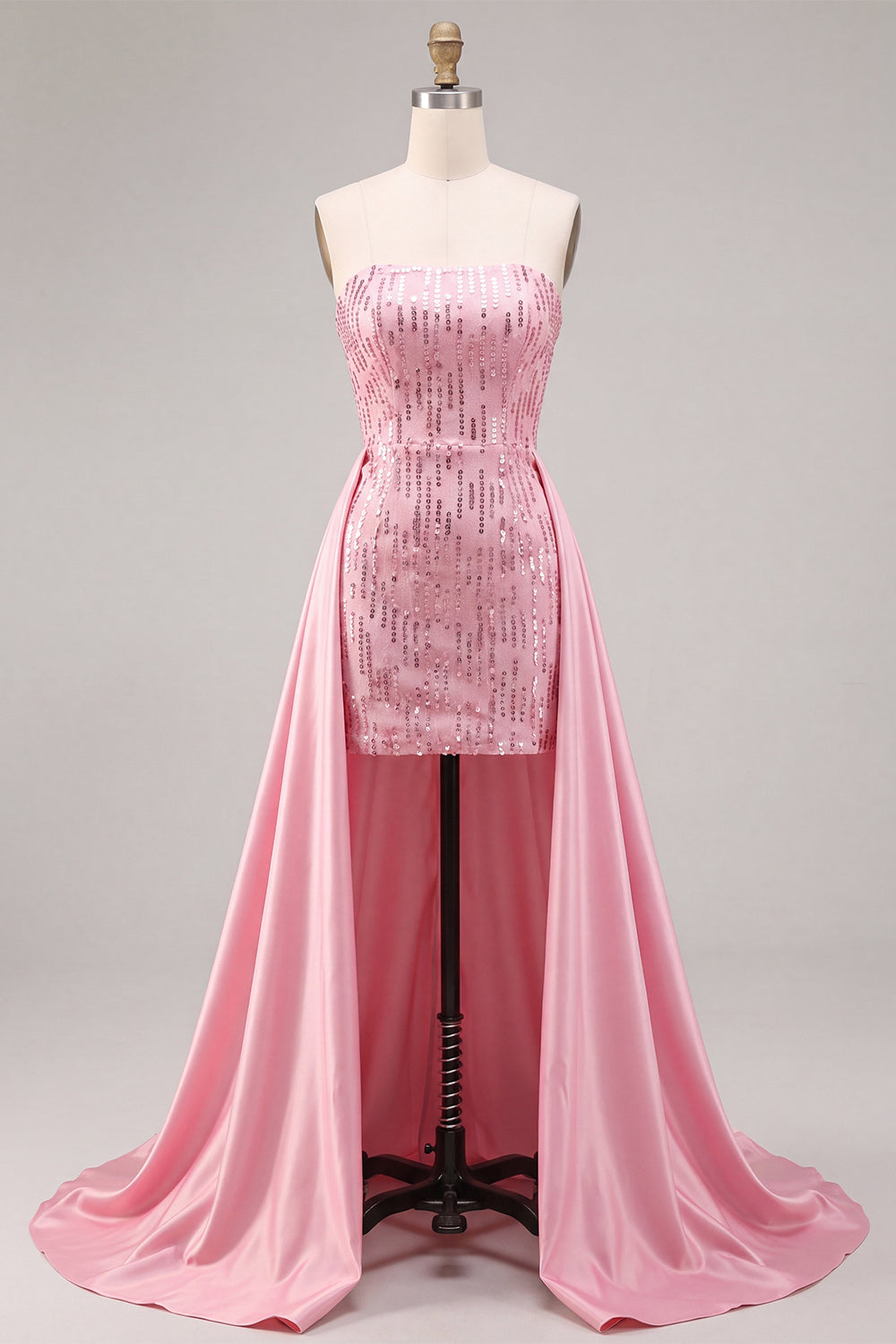 Pink Sparkly Sequin Tight Short Homecoming Dress with Cape