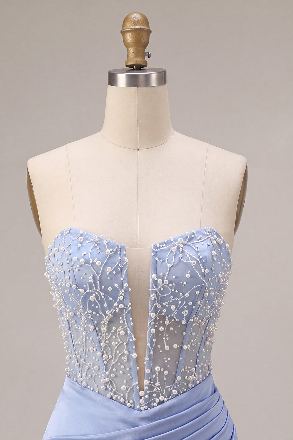Sparkly Sky Blue Corset Beaded Strapless Tight Short Homecoming Dress