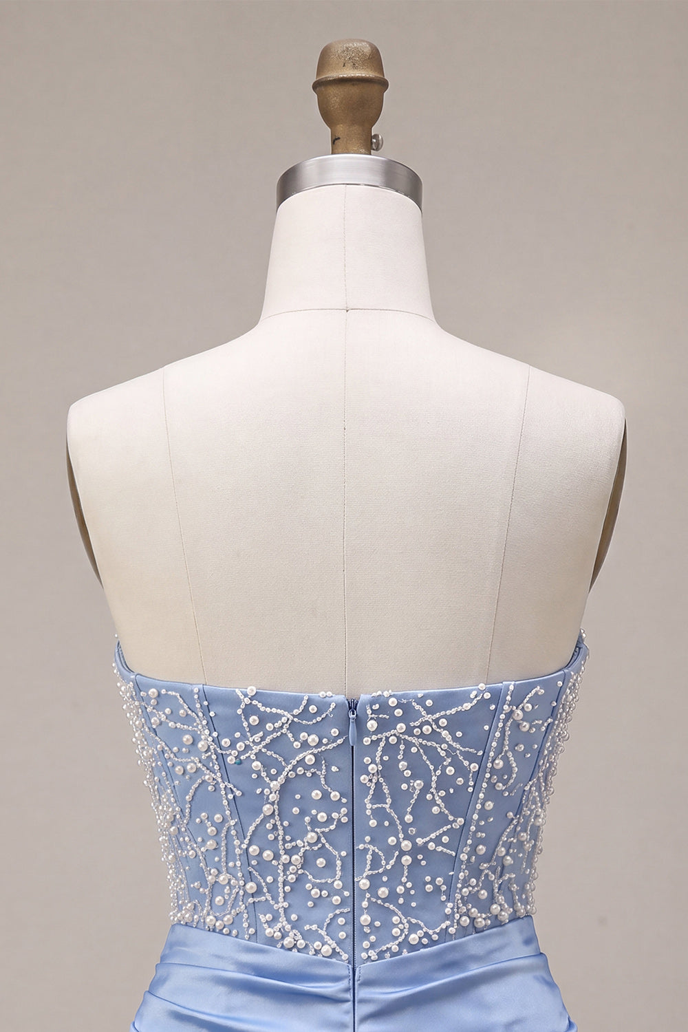Sparkly Sky Blue Corset Beaded Strapless Tight Short Homecoming Dress