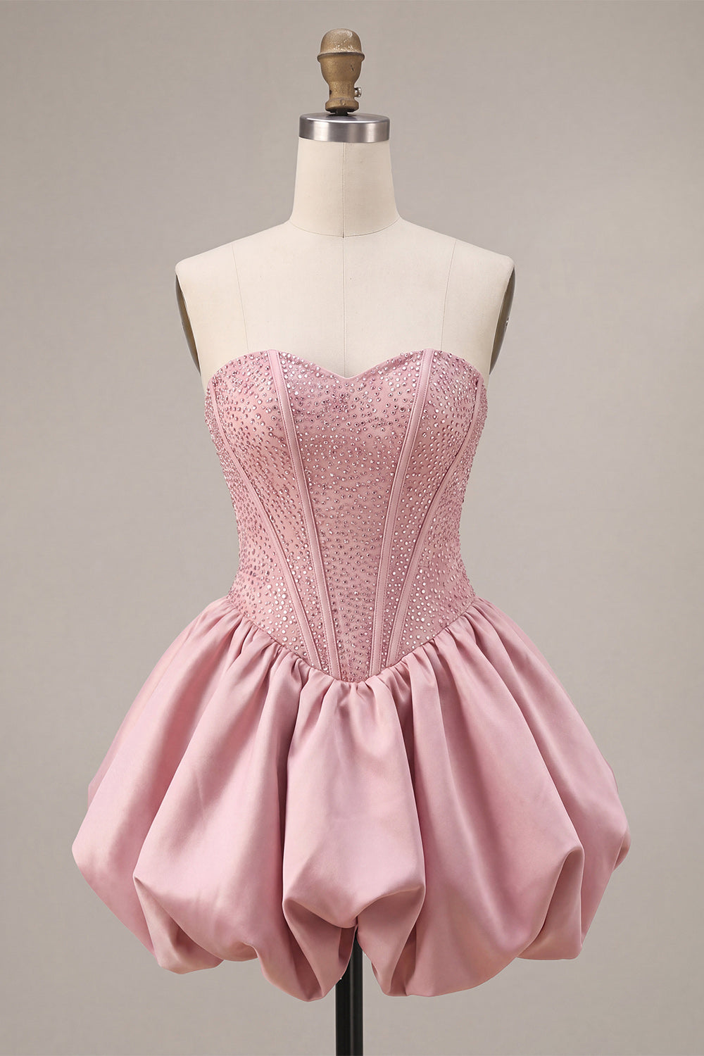 Sparkly Pink Sweetheart A Line Corset Beaded Short Homecoming Dress